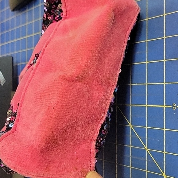 Justice Shimmering Mini Velvety 8" x 4" x 6" Bag Pink Straps Sequins Initial K - Picture 5 of 11